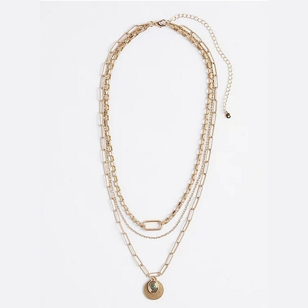 TORRID STONE CHARM LAYERED NECKLACE - GOLD TONE
